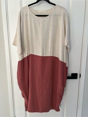 Love In Two-Tone Cream and Dusty Rose Midi Dress